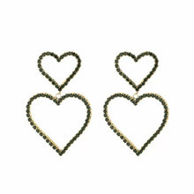 Afbeelding in Gallery-weergave laden, Diamonds hearts green earrings
