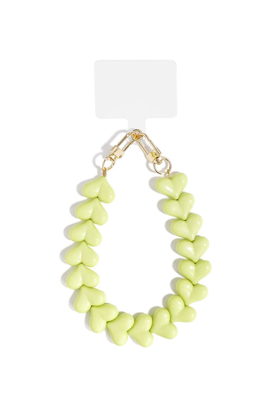 Telefoonkoord hart - lime groen