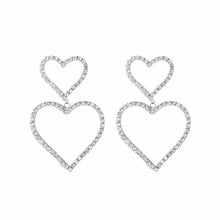 Afbeelding in Gallery-weergave laden, Daimonds hearts silver earrings

