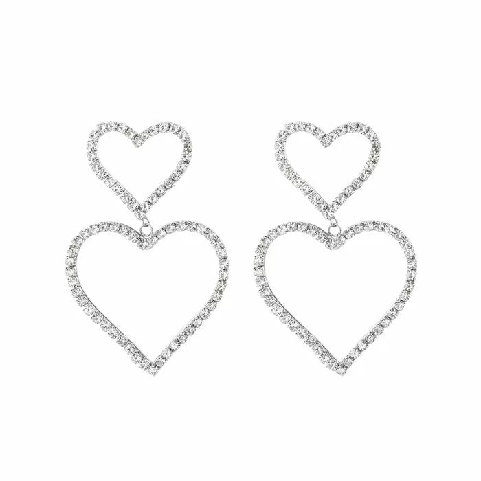 Daimonds hearts silver earrings