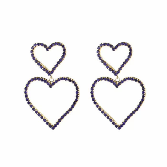 Daimonds hearts blue earrings